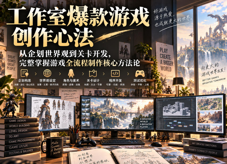 工作室爆款游戏创作心法｜从企划世界观到关卡开发，完整掌握游戏全流程制作核心方法论-聊项目