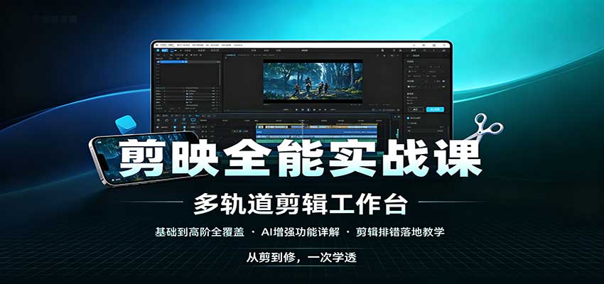剪映全能实战课：基础到高阶全覆盖，AI增强功能，剪辑排错落地教学-聊项目