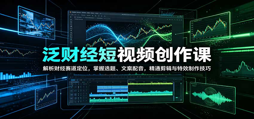 泛财经短视频创作课：解析财经赛道定位，掌握选题、文案配音，精通剪辑与特效制作技巧-聊项目