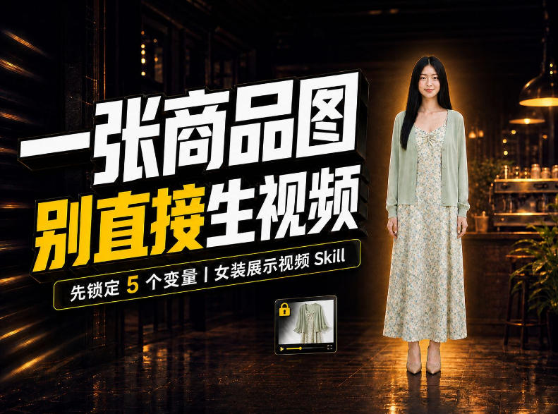 女装AI视频总翻车？问题不在提示词，女装展示视频Skill先锁定5个变量！-聊项目