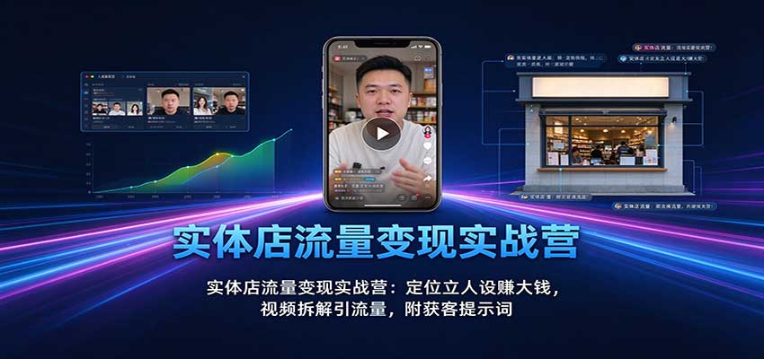 实体店流量变现实战营：定位立人设赚大钱，视频拆解引流量，附获客提示词-聊项目