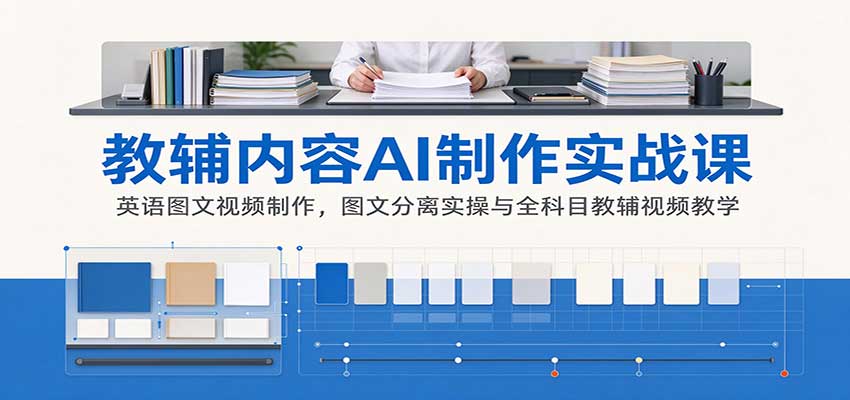 AI制作教辅内容实战课：英语图文视频制作，图文分离实操与全科目教辅视频教学-聊项目