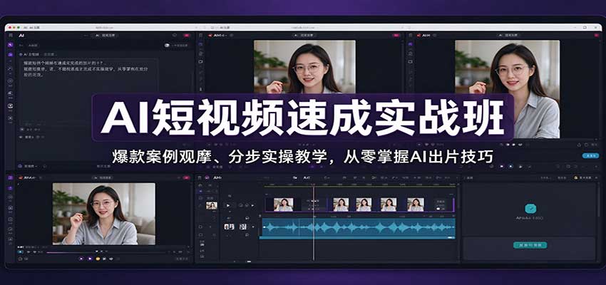 AI短视频速成实战班：爆款案例观摩、分步实操教学，从零掌握AI出片技巧-聊项目