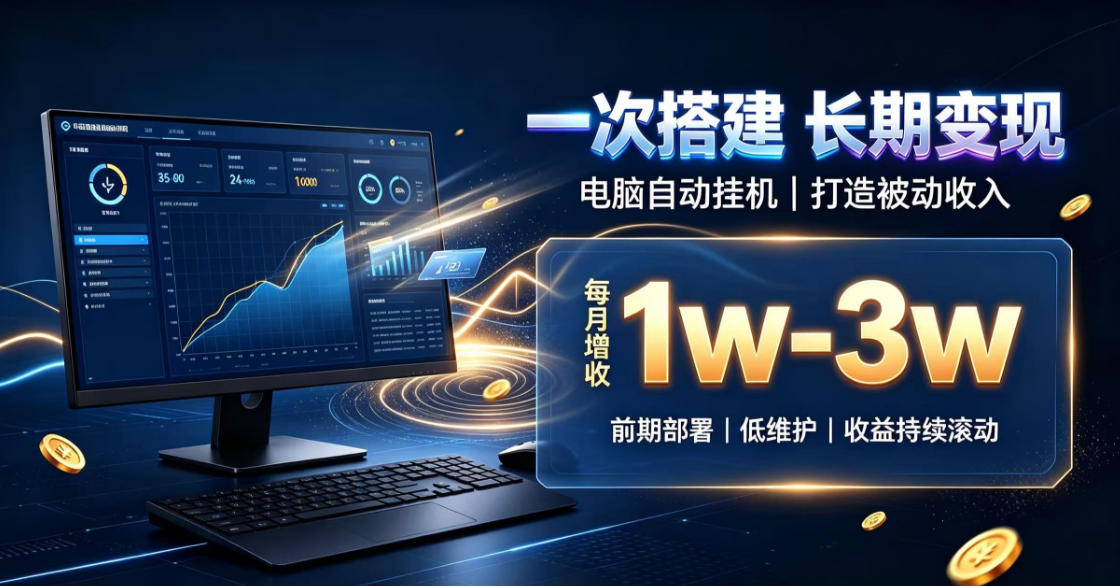 一份投入长期收益，电脑自动挂G类目，搭建被动收入每月增收1w-3w【揭秘】-聊项目