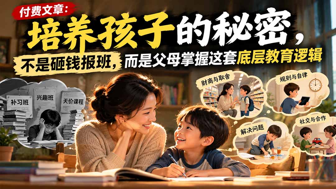 付费文章：培养孩子的秘密，不是砸钱报班，而是父母掌握这套底层教育逻辑-聊项目