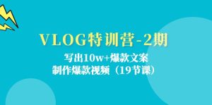 VLOG特训营第2期:写出10w+爆款文案,制作爆款视频(18节课)-聊项目