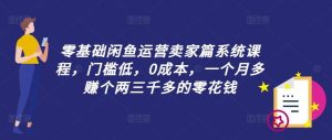 零基础闲鱼运营卖家篇系统课程,门槛低,0成本,一个月多赚个两三千多的零花钱-聊项目