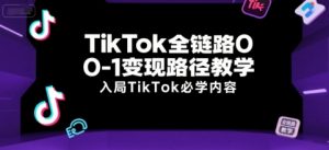 TikTok全链路0-1变现路径教学，入局TikTok必学内容-聊项目
