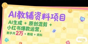 AI教辅资料项目,AI生成+原创混剪+小红书爆款运营,新手月入2万+教程+资料-聊项目
