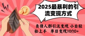 2025年最暴利的引流变现方式,负债人群引流变现,小白轻松上手,日入1k-聊项目