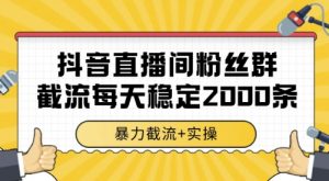 抖音直播间粉丝群截流，稳定采集数据全行业通用 2000条数据一天【揭秘】-聊项目