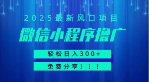 微信小程序撸广，最新风口项目，日入300+ 免费分享 可批量操作 小白可轻松上手！！-聊项目