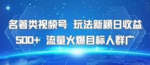名著类视频号 玩法新颖日收益500+ 流量火爆目标人群广-聊项目