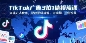 TikTok广告3位1体投流课,变现方式盘点,投放逻辑拆解,自动规则设置-聊项目
