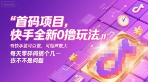 首码项目,快手全新0撸玩法,有快手就可以做,可矩阵放大,每天零碎时间搞个几张不是问题【揭秘】-聊项目