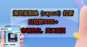 海外版剪映(capcut)拉新，日结算1k+，市场空白，风口项目-聊项目