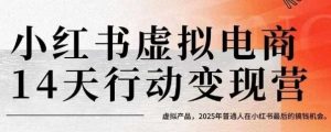 小红书虚拟电商14天变现训练营，虚拟产品，2025年普通人在小红书最后的搞钱机会-聊项目