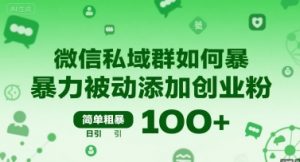 微信私域群如何暴力被动添加创业粉,简单粗暴,日引100+-聊项目