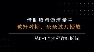 借力热点,乘顺风车玩流量主,条条过万播放, 每月收益5k+,从0-1全流程详细拆解-聊项目