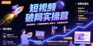 短视频破局实操营，业余到高手，打造短视频核心竞争力，实现商业闭环-聊项目