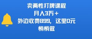 卖两性打牌课程,月入3W+外边收费899的课程,这里0元,悄悄做-聊项目
