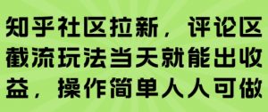 知乎社区拉新,评论区截流玩法当天就能出收益,操作简单人人可做-聊项目