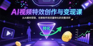 AI视频特效创作与变现课:从AI素材获取、创意制作到流量转化的完整闭环-聊项目