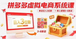 拼多多虚拟电商系统课,单店日入3位数,单人可管理3-8家店【附货源】-聊项目