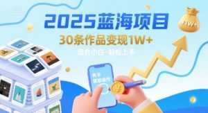 2025蓝海项目30条作品 变现1w+ 有手就能操作适合小白做-聊项目