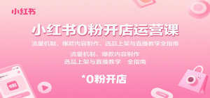 小红书0粉开店运营课:流量机制、爆款内容制作、选品上架与直播教学全指南-聊项目