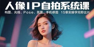 人像IP自拍系统课：构图、光线、Pose、氛围、手机修图 15章实操学完即出片-聊项目