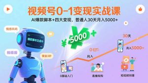 视频号0-1变现实战课:AI爆款脚本+四大变现,普通人30天月入5000+-聊项目