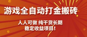 游戏全自动打金搬砖，日入千元，人人可做，纯干货，长期稳定收益项目！-聊项目
