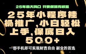 微信小程序挂G推广,解放双手,保底日入5张【揭秘】-聊项目