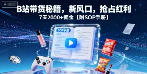 B站带货秘籍，新风口，抢占红利，7天2k+佣金【附SOP手册】-聊项目