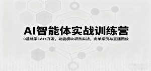 AI智能体实战训练营:0基础学Coze开发,功能模块项目实战,商单案例与直播回放-聊项目