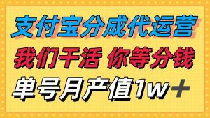 十月最强捡钱项目，支付宝分成代运营，我们干活，你等着分钱！单号月产…-聊项目