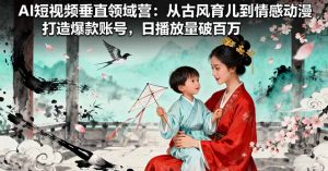AI短视频垂直领域营:从古风育儿到情感动漫,打造爆款账号,日播放量破百万-聊项目