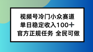 视频号小众赛道,单日稳定收入100+,适合所有人-聊项目