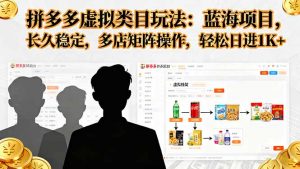 拼多多虚拟类目玩法,蓝海项目,长久稳定,多店矩阵操作,轻松日进1K+-聊项目