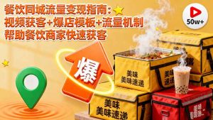 餐饮同城流量变现指南:视频获客+爆店模板+流量机制 帮助餐饮商家快速获客-聊项目