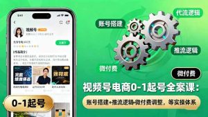 视频号电商0-1起号全案课：账号搭建+推流逻辑+微付费调整，等实操体系-聊项目