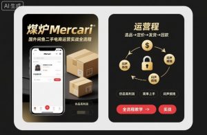 煤炉Mercari国外闲鱼二手电商运营实战全流程,仿品高利润,简单上手,闷声搞钱-聊项目
