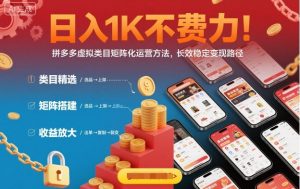 日入1K不费力!拼多多虚拟类目矩阵化运营方法,长效稳定变现路径-聊项目