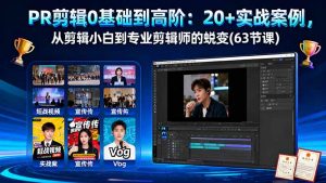 PR剪辑0基础到高阶:20+实战案例,从剪辑小白到专业剪辑师的蜕变(63节课-聊项目