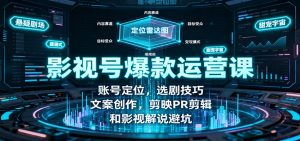 影视号爆款运营课:账号定位,选剧技巧,文案创作,剪映PR剪辑和影视解说避坑-聊项目