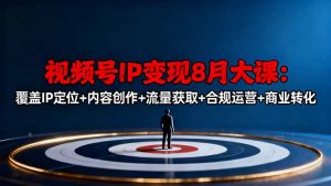 视频号IP变现8月大课,覆盖IP定位+内容创作+流量获取+合规运营+商业转化-聊项目