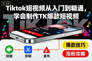 Tiktok短视频从入门到精通,学会制作TK爆款短视频-聊项目