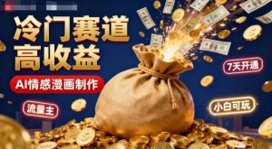公众号冷门赛道，用AI做情感漫画，7天开通流量主，操作简单，小白可玩-聊项目