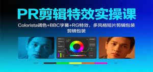 PR剪辑特效实操课：Colorista调色+BBC字幕+RG特效，多风格短片剪辑包装-聊项目